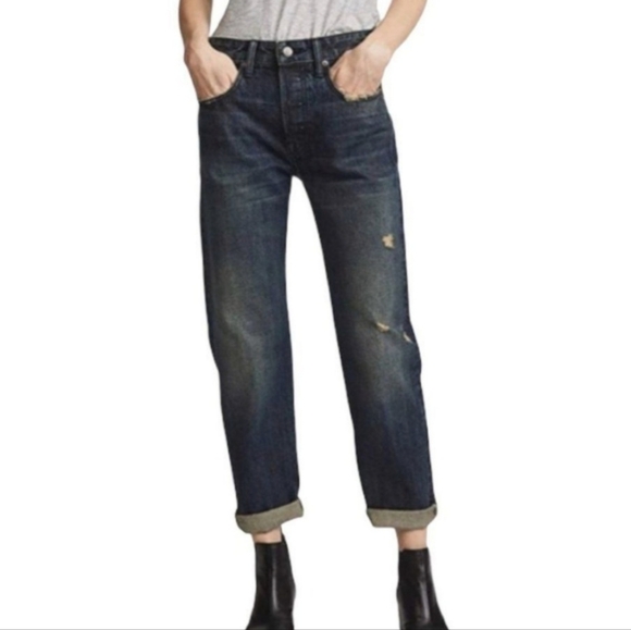 Vince Jeans Selvage Union Boyfriend Slouch High Rise Barrel Crop - Picture 1 of 12